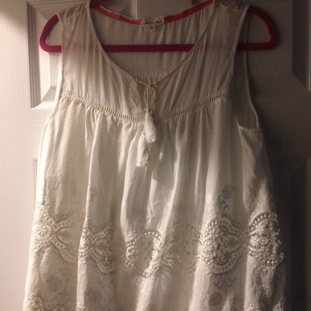 Skylar & Jade White Sleeveless Peasant Top